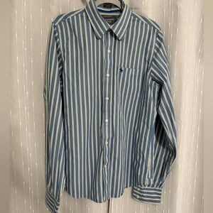 Vintage Abercrombie & Fitch Men’s Blue Striped Cotton Button-up shirt Size XL